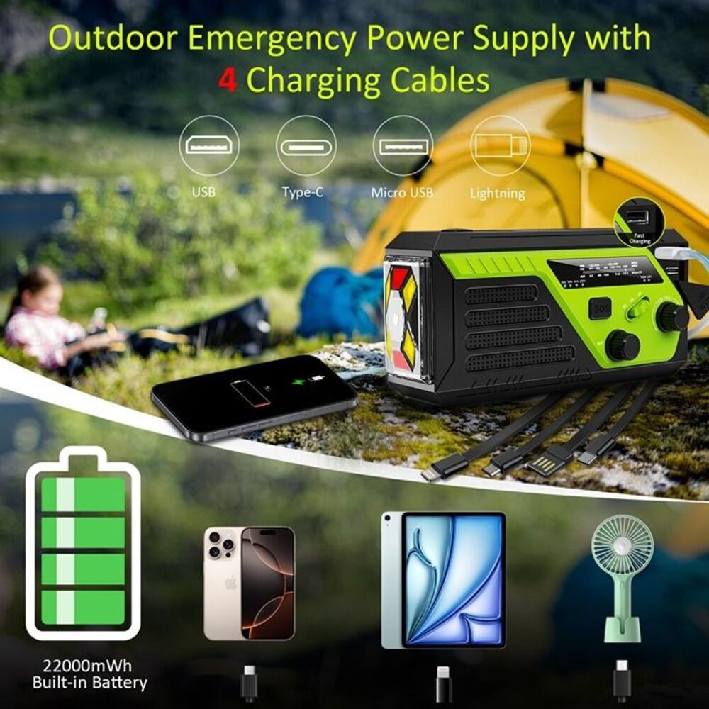 Weather Radio 22000mWh AM FM NOAA Emergency Radio - Picture 3 of 9
